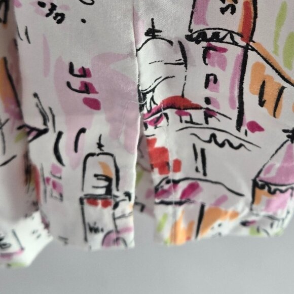 Vintage White Stag Plus White Abstract Cafe Town Button Up Shirt Size 26W/28W - Picture 12 of 12